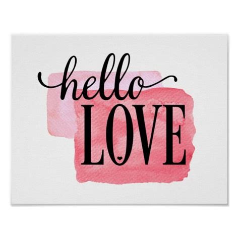 Hello Love Modern Watercolor Love Quote Print 1055 By Cloud9paperie