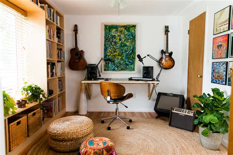 An Eclectic Mid Century Inspired Home Recording Studio Jessica Brigham