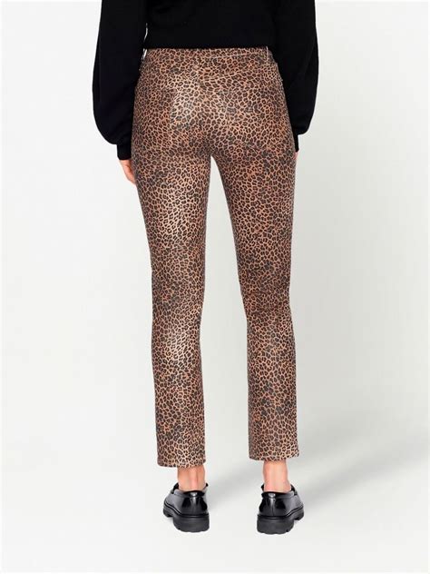 frame le sylvie coated leopard print jeans farfetch