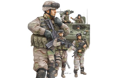 Us Modern Army Crewmen And Infantry Figure Set Plastic Model Kit 1