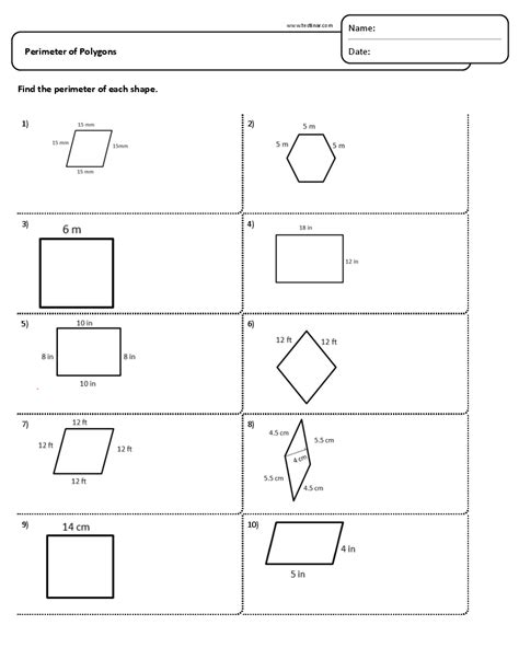 Perimeter Of Polygons Worksheets