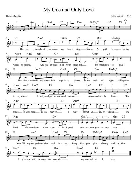 My One And Only Love Leadsheet Sheet Music For Voice Other Solo