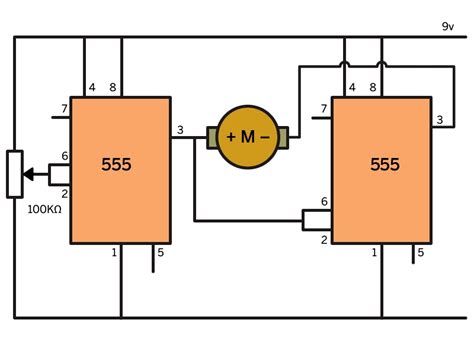 And now a full schematic of the 555 timer oscillator with single step and free run option. Control Three Types of Motors with 555 Timers | Make: