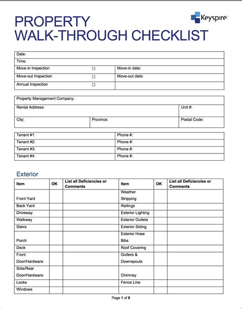 Printable Final Walk Through Checklist Stephenson