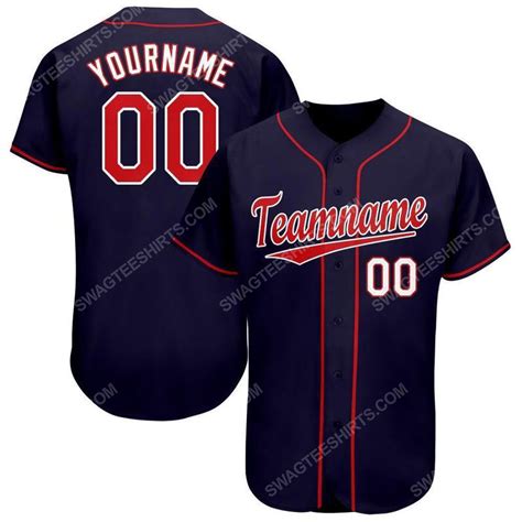 Special Edition Custom Team Name Navy Red White Baseball Jersey
