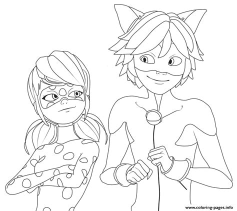 Print Miraculous Ladybug and Cat Noir Very Happy coloring pages