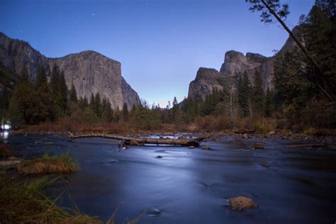 Mountains And Valley View At Night Yosemite National Park California