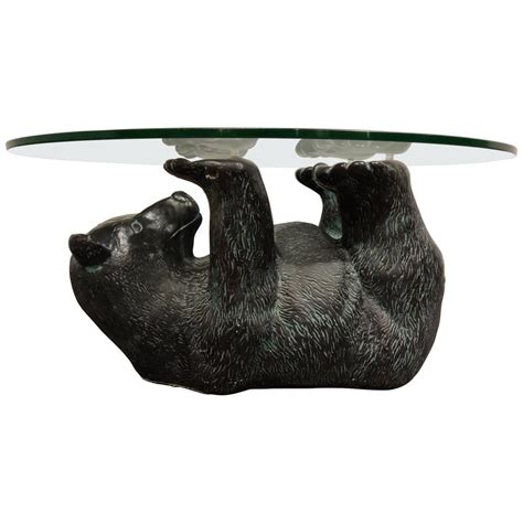 Glass top black bear coffee table. Unique Sculptural Black Bear Coffee Table, 1970s For Sale ...