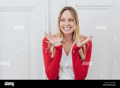 Attractive Young Woman Clapping Hands Hi Res Stock Photography And
