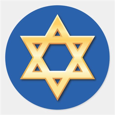 Golden Star Of David On Blue Stickers Or Seals