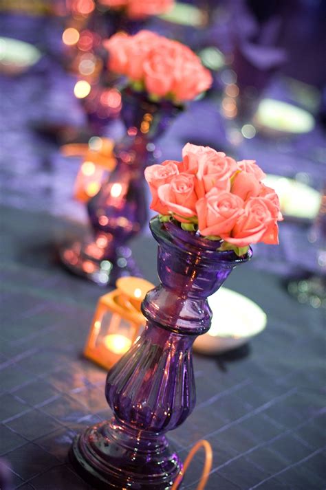 Well you're in luck, because here they come. Purple and Orange wedding decor | Orange wedding ...
