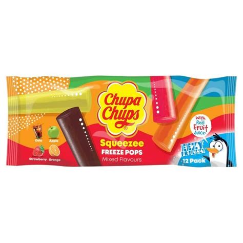 Chupa Chups Squeezee Freeze Pops Mixed Flavours 12 Pack X 50ml Uk