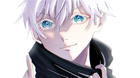 Anime Jujutsu Kaisen Satoru Gojo White Hair Blue Eyes Boy Blindfold