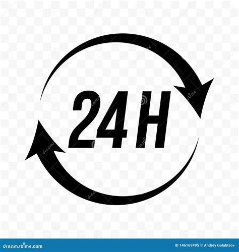 24 Hours Round Clock Arrow Vector Icon Customer Support Delivery And