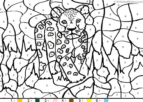 Coloring pages are fun for children of all ages and are a great educational tool that helps children develop fine motor skills, creativity and color recognition! Animal_color_by_number color-by-number-leopardcub coloring ...