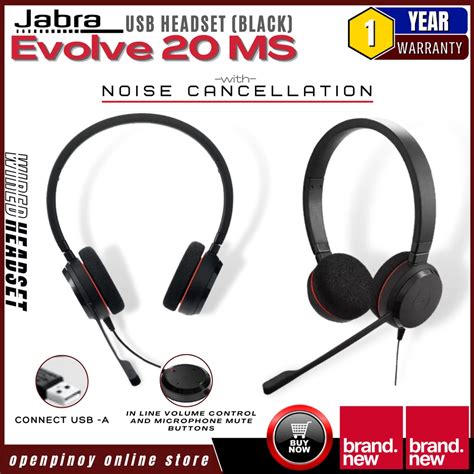 Jabra Evolve MS Stereo USB Headset Black With Noise Cancellation