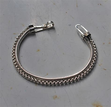 Double Chain Bracelet Victorian Punk Handmade Sterling Silver Bracelet