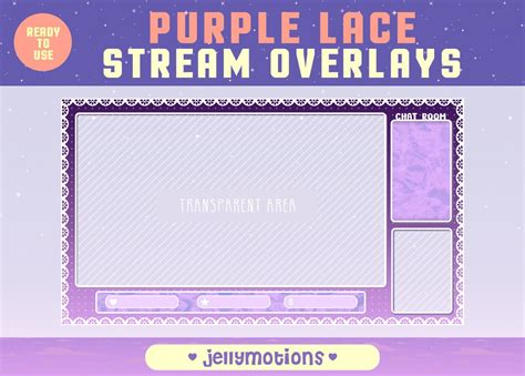 Twitch Stream Overlay Package Purple Lace Cute Pastel Etsy