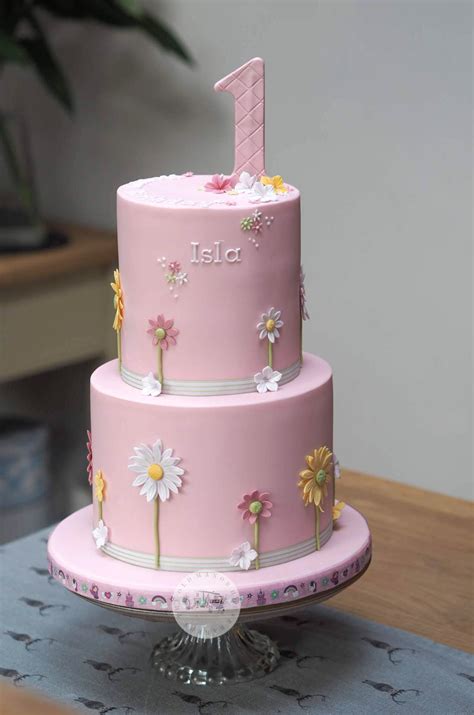 Floral Cake Birthday 2 Tier Birthday Cakes 1st Birthday Cake For Girls Flower Birthday Party