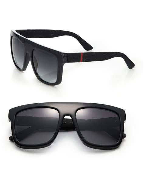 Gucci 1116s 55mm Mirror Rectangular Sunglasses In Black For Men Lyst