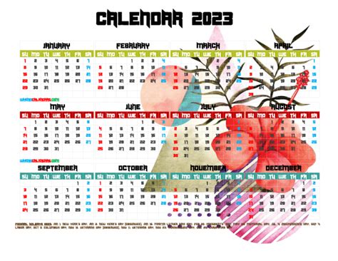 Printable Yearly 2023 Calendar With Holidays Premium Template 27481