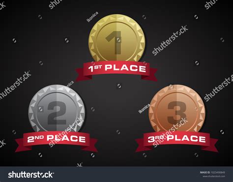 Flat Circular Medals Gold Silver Bronze Stock Vector Royalty Free