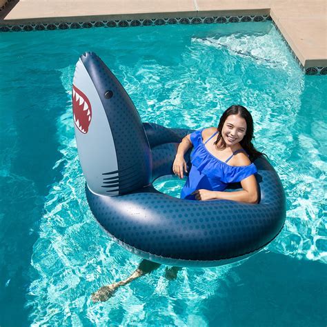 Inflatable Shark Pool Float With Matching Drink Holder Mini Float