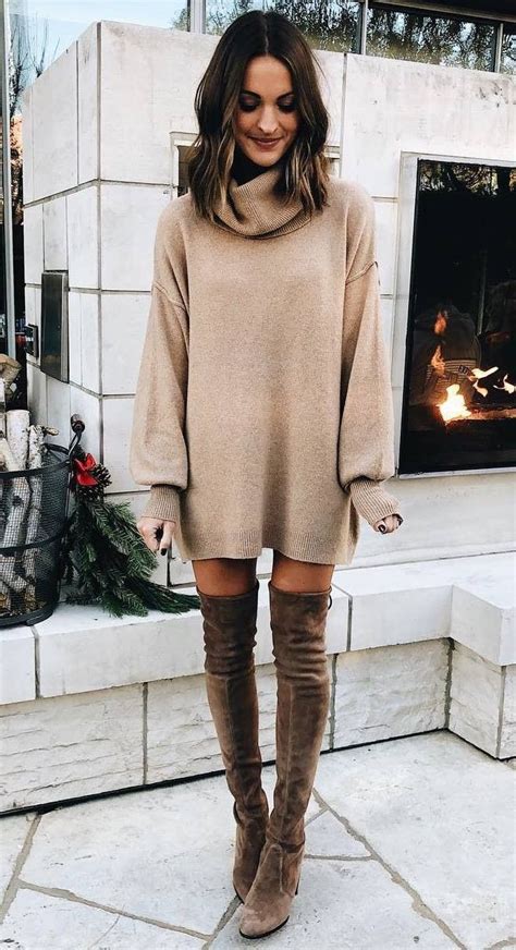 Winter Dress With Knee High Boots On Stylevore