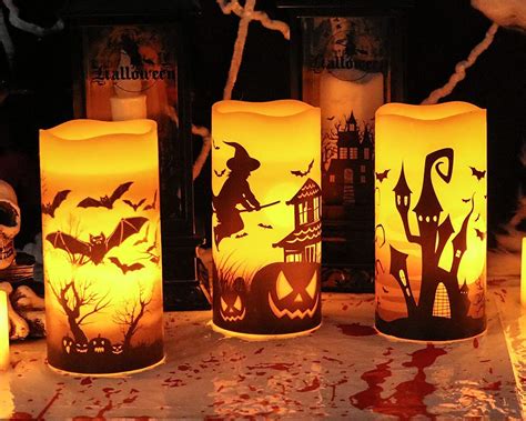 数々の賞を受賞 halloween decorative flickering candles purple led candle light for home party bar