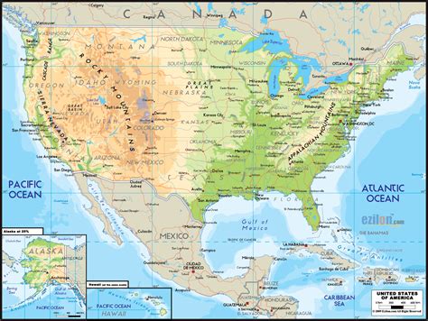 Physical Map Of The United States