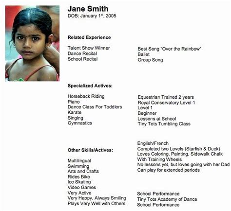 Resume builder, cover letters, resume writing guide √ 25 Child Acting Resume Template in 2020 | Acting resume ...
