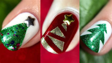 christmas tree accent nail art designs youtube