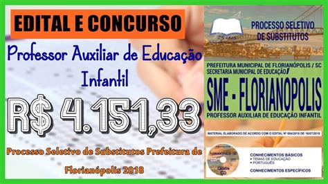 apostila processo seletivo prefeitura de florianópolis 2018 prof auxiliar de educação infantil