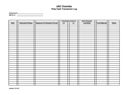 Petty Cash Log Templates Forms Excel Pdf Word Templatelab