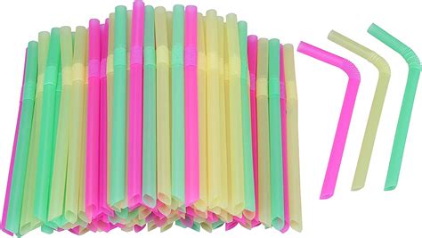 Jumbo Flexible Smoothie Plastic Straws 100 Pcs Assorted Colors Large