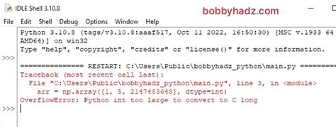 Overflowerror Python Int Too Large To Convert To C Long Bobbyhadz