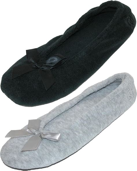 Isotoner Womens Terry Classic Ballerina Slippers Pack Of