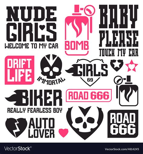 Vinyl stickers on car Royalty Free Vector Image