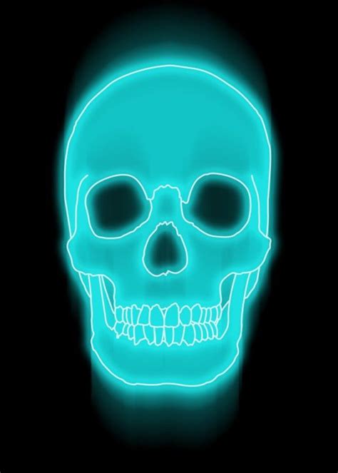 Skull Dizzy Glow Neon Skull Wallpaper Metal Posters Neon Aesthetic