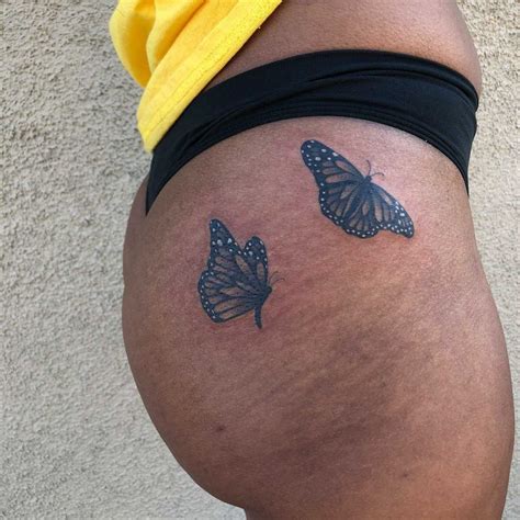Butterfly Tattoo Hip Tattoos Women Butterfly Thigh Tattoo Black