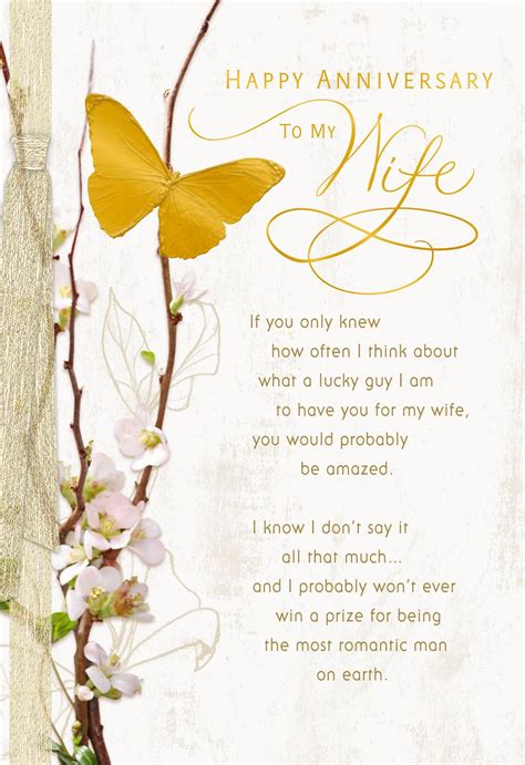 Buy wife birthday card and get the best deals at the lowest prices on ebay! Gold Butterfly Anniversary Card for Wife - Greeting Cards ...