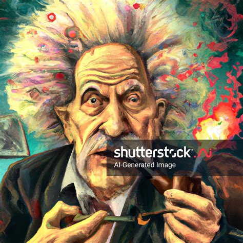 Portrait Albert Einstein Smoking Joint Front Ai Generated Image