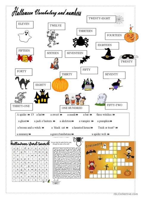 Halloween Vocabulary And Numbers English Esl Worksheets Pdf And Doc