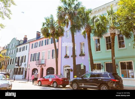 Historic Homes On Rainbow Row Charleston South Carolina Usa Stock