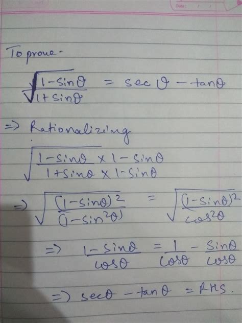 What is sin 2 theta? Prove that root 1-sin theta/1+sin theta=sec theta-tan ...