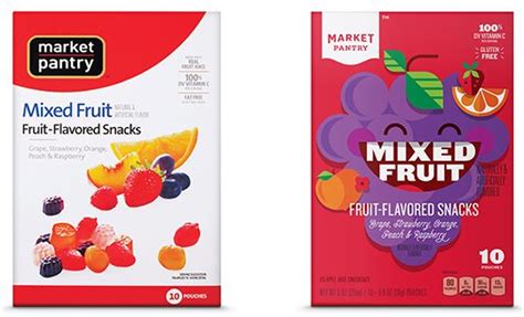 A Box Of Our Old Market Pantry Fruit Snacks Package Side By Side With