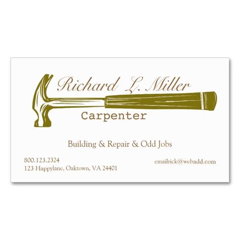Woodwork Handyman Carpenter Construction Business Card