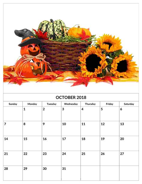 Cute October Calendar Printable