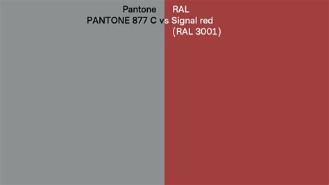 Pantone 877 C Vs Ral Signal Red Ral 3001 Side By Side Comparison