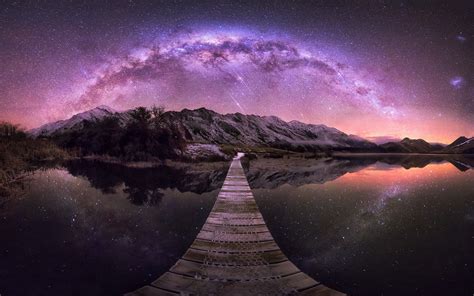 Nature Landscape New Zealand Lake Mountain Milky Way Long